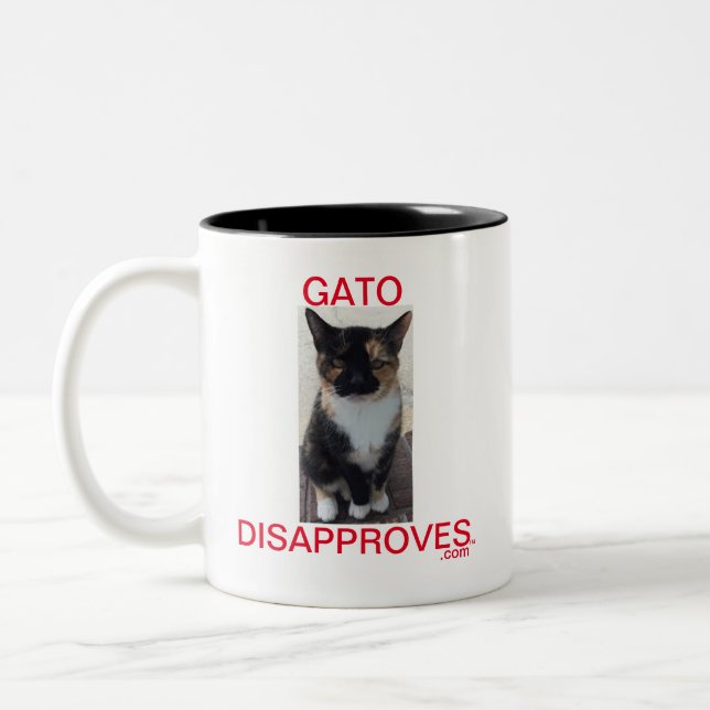 Two-Tone Cup, Gato Disapproves Coffee Mug (Left)