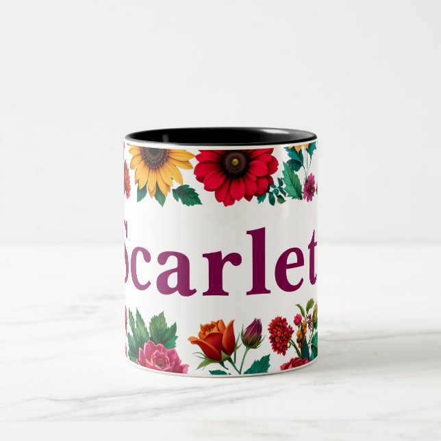 Two tone customisable floral coffee mug (Center)