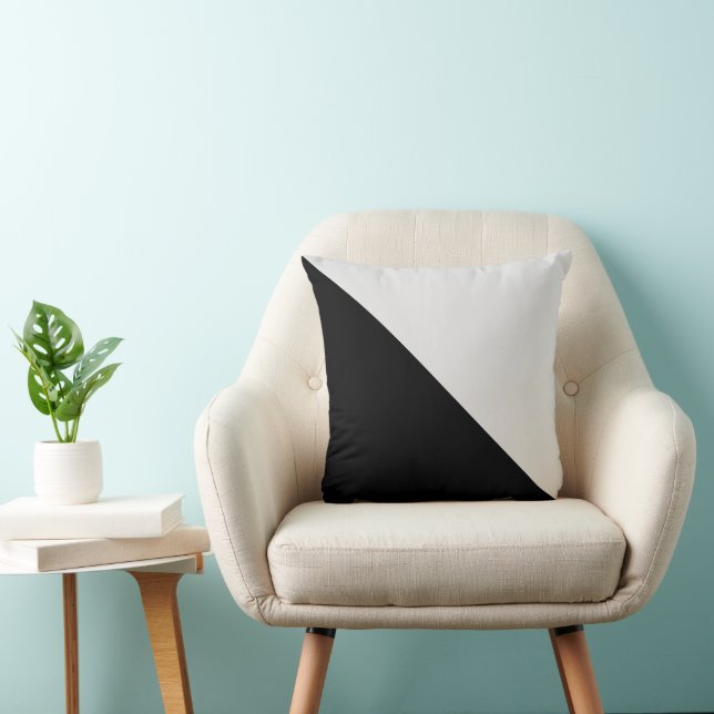 Two Tone Diagonal Light Grey and Black Cushion (Chair)