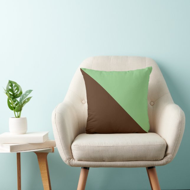 Two Tone Diagonal Sage and Rich Brown Cushion (Chair)