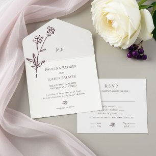 Two-Tone Elegant Floral Wedding All In One Invitation
