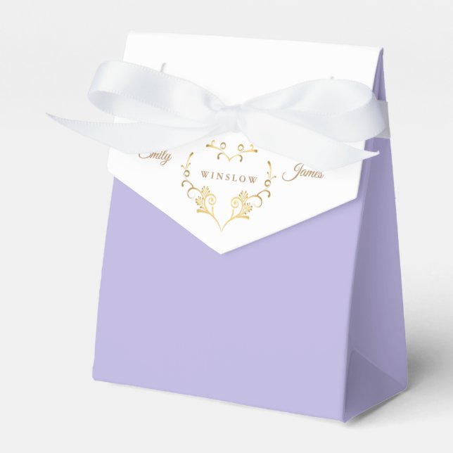 Two Tone Favour Box-Fancy Gold Heart Box (Front Side)