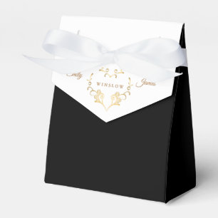 Two Tone Favour Box-Fancy Gold Heart Favour Box
