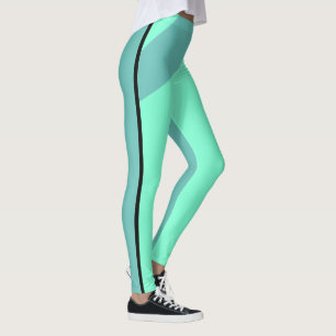 Two Tone Geometric Aqua and Teal Leggings