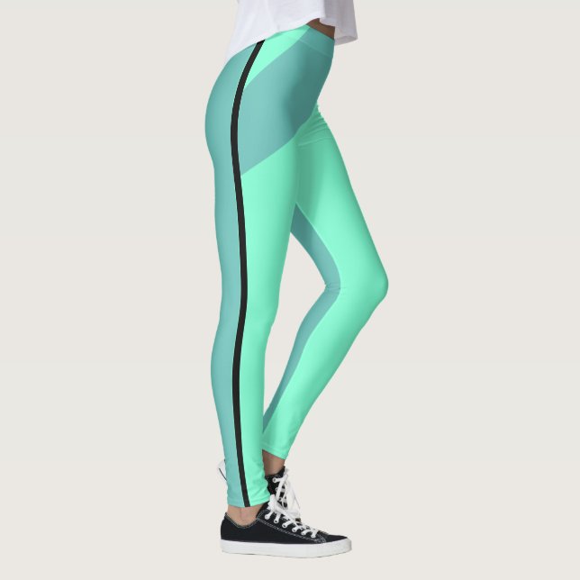 Two Tone Geometric Aqua and Teal Leggings (Right)