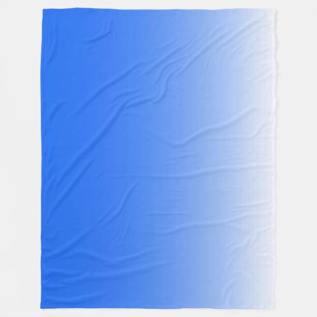 Two-tone gradient ombre electric blue fleece blanket (Front)