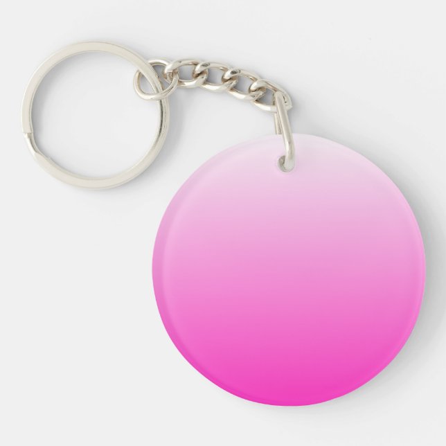 Two-tone gradient ombre hot pink key ring (Front)