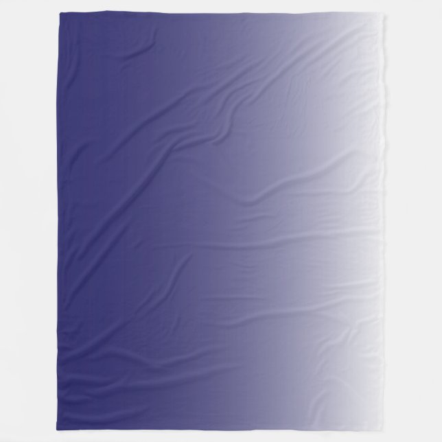 Two-tone gradient ombre navy blue fleece blanket (Front)