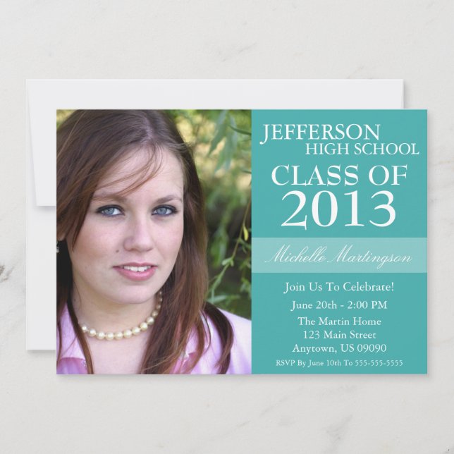 Two-Tone Graduation Invitations (Aqua) (Front)