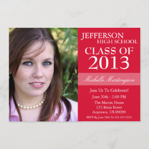 Two-Tone Graduation Invitations (Red)
