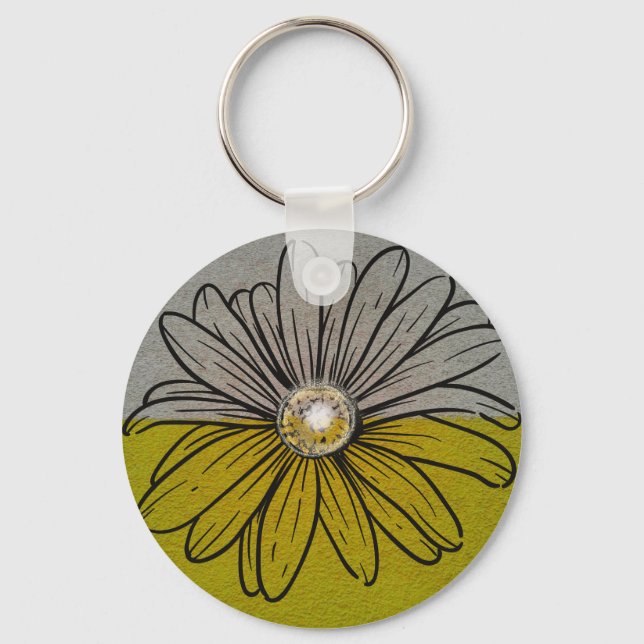 Two tone green and grey flower key ring (Front)