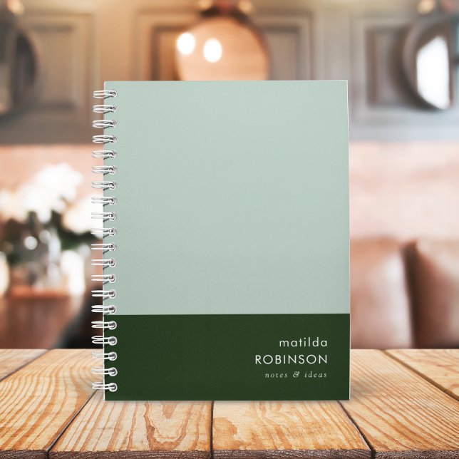 Two Tone Green Modern Minimalist Stylish Notebook (Creator Uploaded)