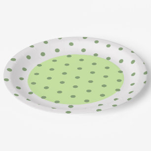 Two Tone Green Polka Dots Paper Plate