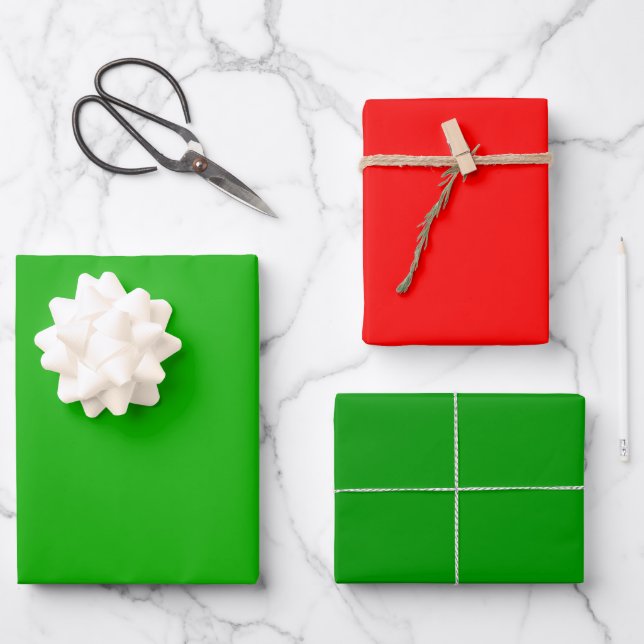 Two Tone Green & Red coordinate set design Wrapping Paper Sheet (Front)