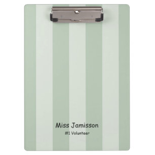 Two Tone Green Stripe, #1 Volunteer with Name Clipboard