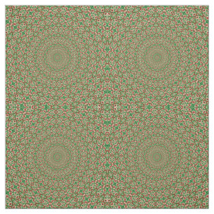 Two Tone Green With Red and White Kaleidoscope Fabric