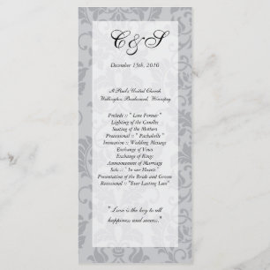 Two-tone Grey Damask Wedding Programs Programme