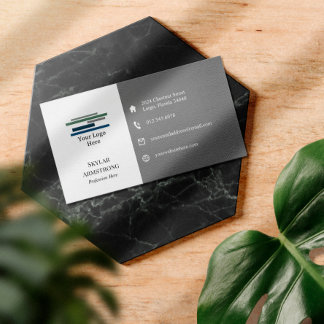 Two Tone Grey White Your Logo Icons One Sided Business Card