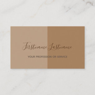 Two tone half divided brown calligraphy business card