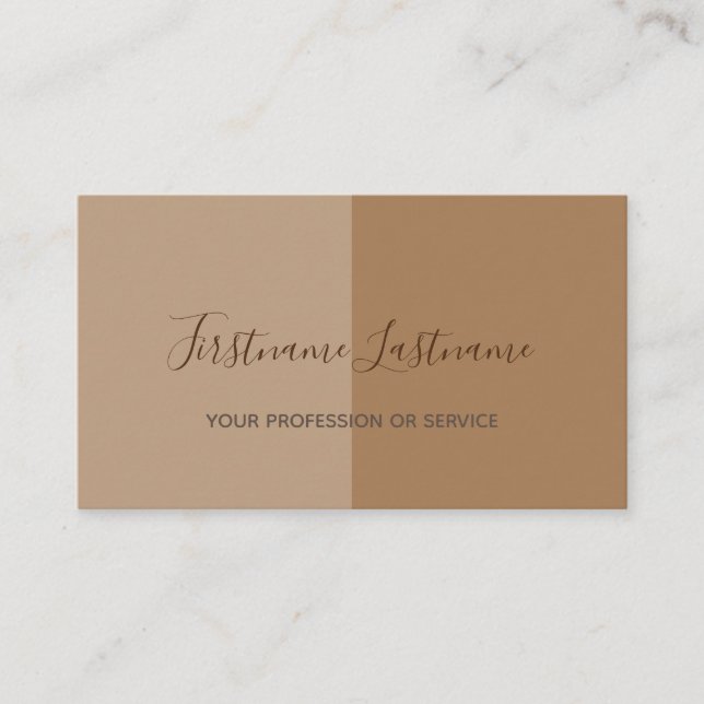 Two tone half divided brown calligraphy business card (Front)