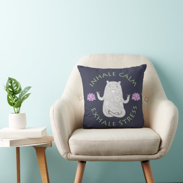 Two Tone Inhale, Exhale Yoga Bear Cushion (Chair)