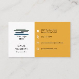 Two Tone Marigold White Your Logo Icons One Sided Business Card
