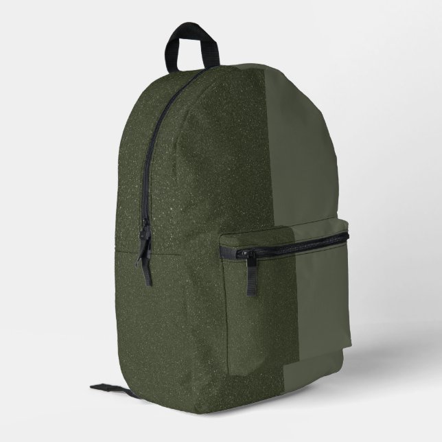 Two-Tone Moss Green Backpack – Custom Design (Back Corner Left)