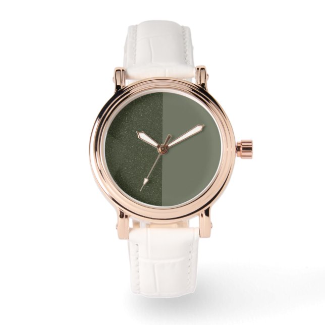 Two-Tone Moss Green Custom eWatch Watch (Front)