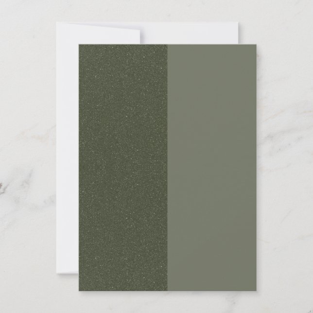 Two-Tone Moss Green Flat Announcement Card Custom (Front)