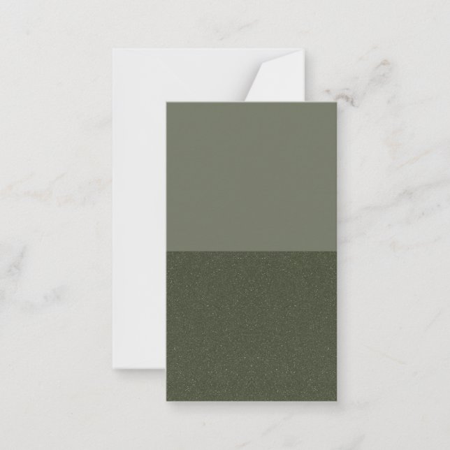 Two-Tone Moss Green Flat Note Card – Customisable (Front)
