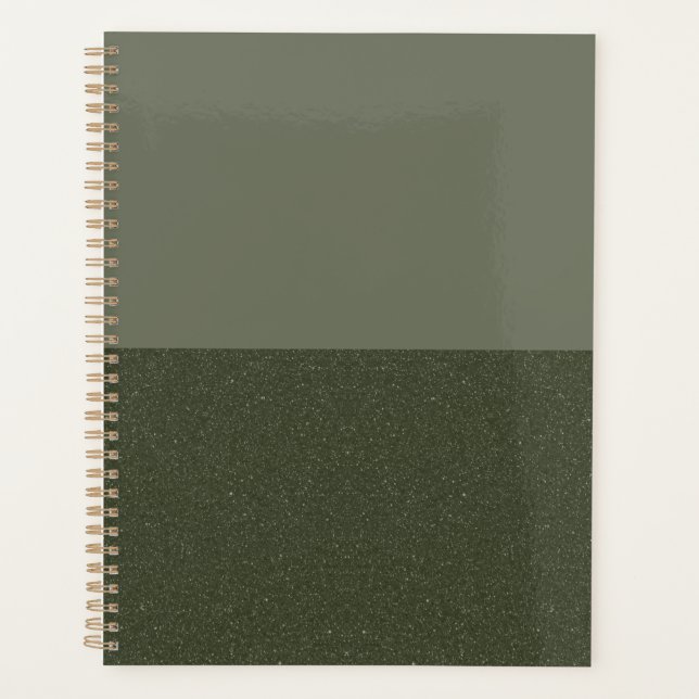 Two-Tone Moss Green Weekly Planner – Customisable (Front)