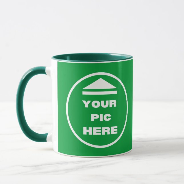 Two-Tone Mug - Add Image 11 oz White Hunter Green (Left)