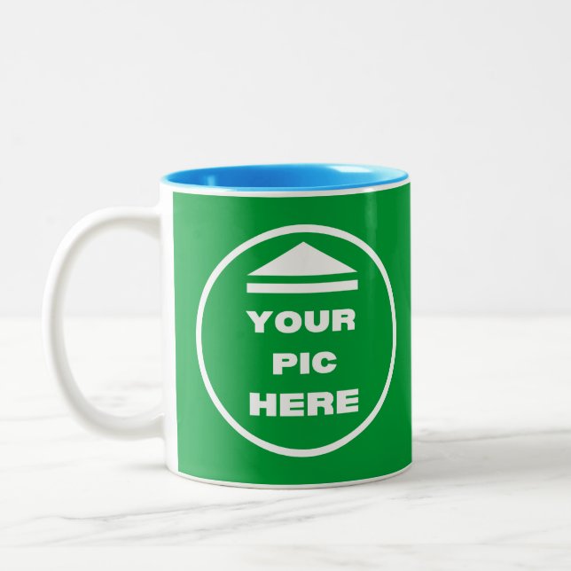 Two-Tone Mug - Add Image 11 oz White Light Blue (Left)