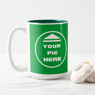 Two-Tone Mug - Add Image 15 oz White Hunter Green