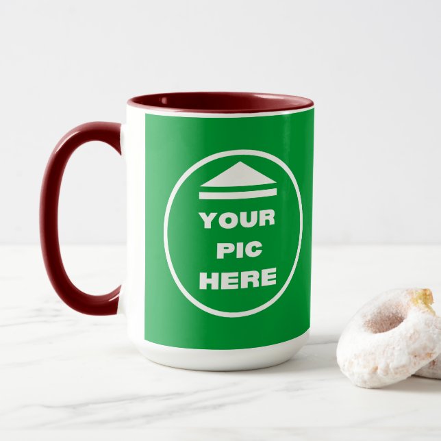 Two-Tone Mug - Add Your Image 15 oz White Maroon (With Donut)