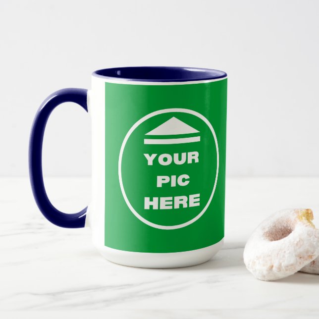 Two-Tone Mug - Add Your Image 15 oz White Navy (With Donut)