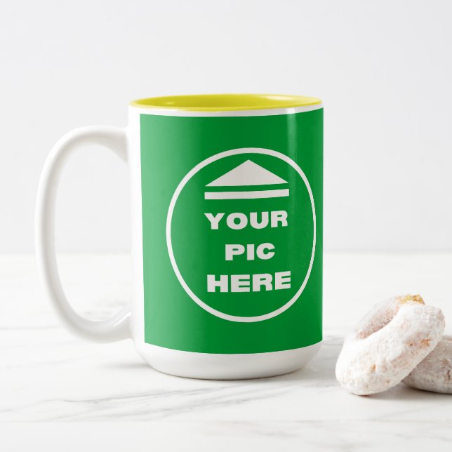 Two-Tone Mug - Add Your Image 15 oz White Yellow (With Donut)