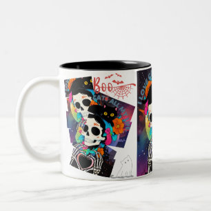 Two-Tone Mug Cup, 325 ml** Skull & Black Cat Hallo