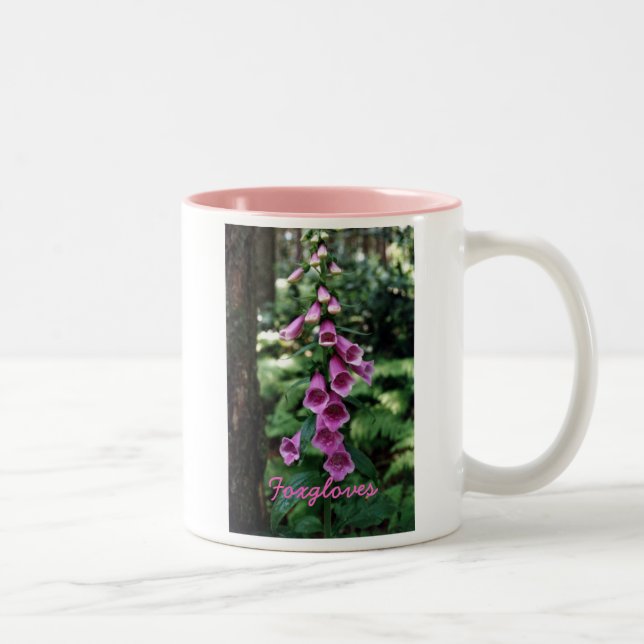 Two-Tone Mug with Foxglove Design (Right)