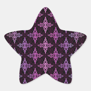 Two Tone Pink and Black Damask Star Sticker