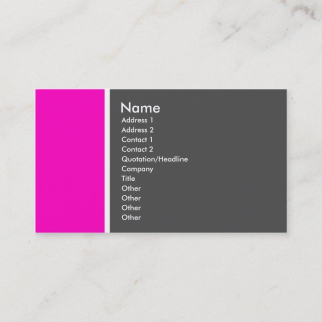 Two Tone (Pink and Grey) Business Card (Front)