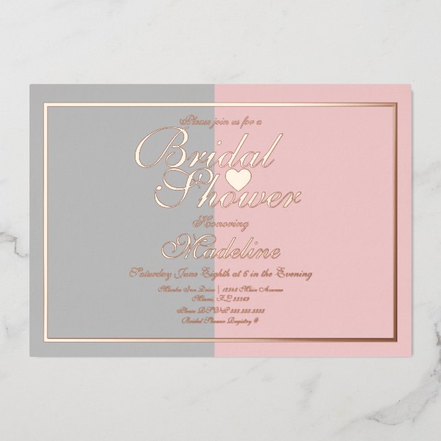 Two Tone Pink Grey Bridal Shower Pressed (Front)