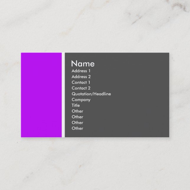 Two Tone (Purple and Grey) - Customised Business Card (Front)