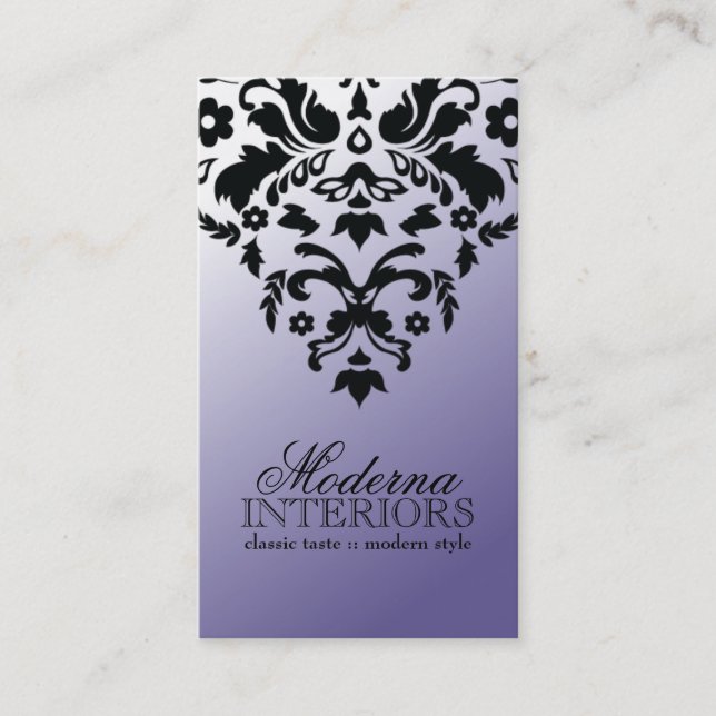 Two Tone Purple Damask Business Card (Front)