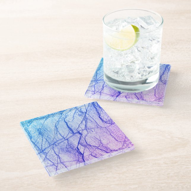  Two Tone Purple Marble Look Glass Coaster (Angled)