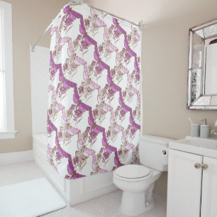 Two-tone purple, Pink and Gold Shower Curtain