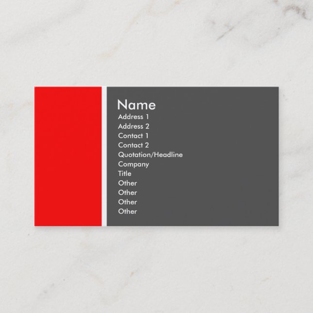 Two Tone (Red and Grey) Business Card (Front)