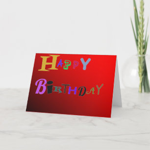 Two Tone Red Happy Birthday Card