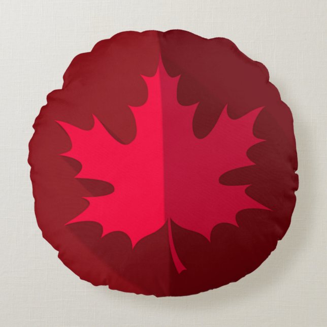 Two-tone Red Maple Leaf Round Cushion (Front)