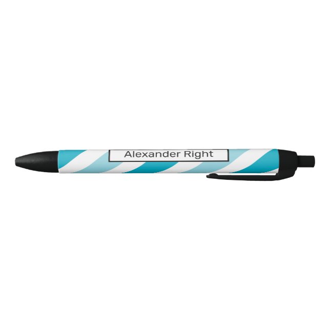 Two-tone Striped Desk Nameplate Black Ink Pen (Bottom)